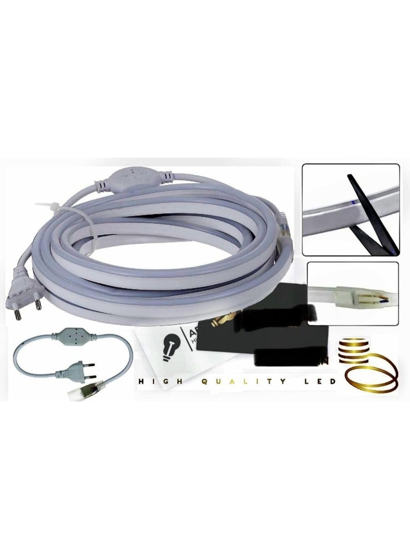 LED Neon Rope Light 50 متر إضاءة بيضاء دافئة، شريط نيون مرن قابل للقص AC 220-240V، مقاوم للماء للاستخدام الخارجي مع قابس طاقة 220 فولت - Image 5